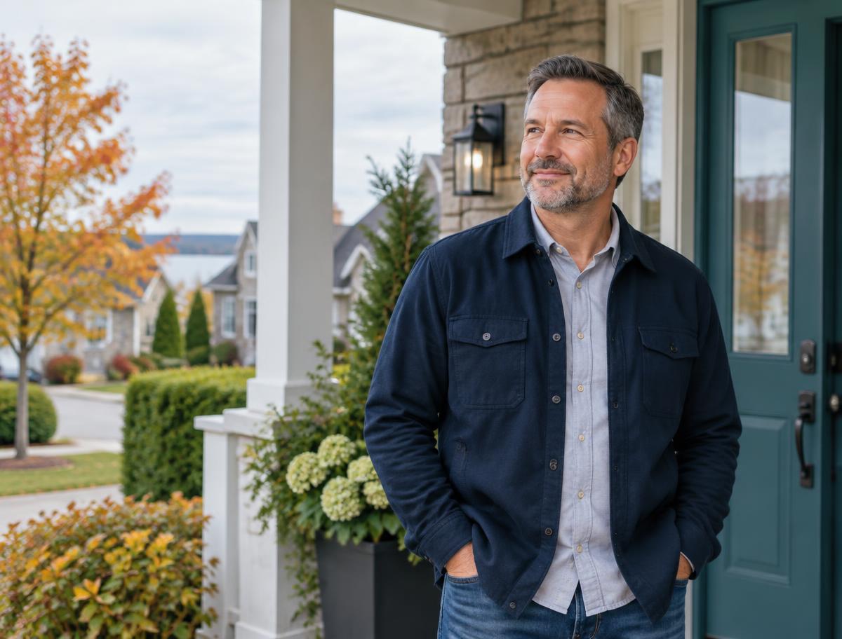 Propriétaire devant sa maison